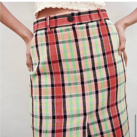 Zara Multicolor Plaid Midi Skirt medium - Picture 2 of 11